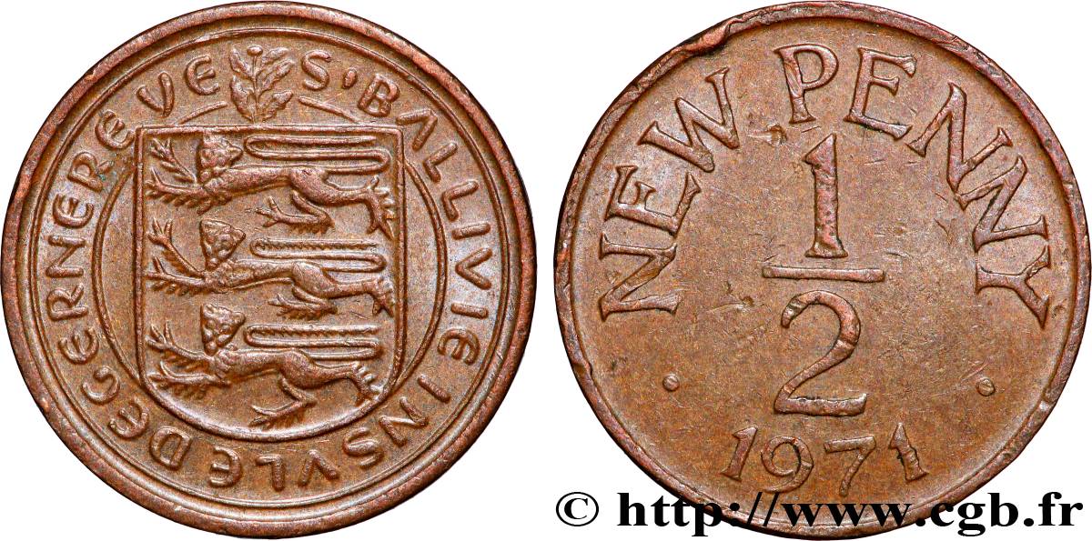 GUERNSEY 1/2 New Penny 1971 Londres AU