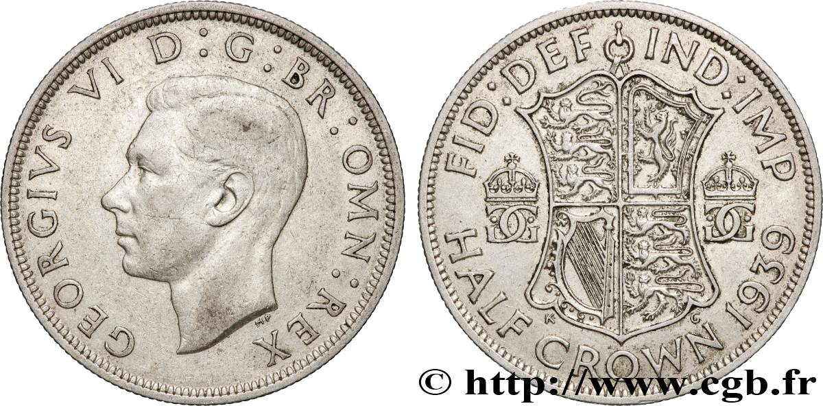 VEREINIGTEN KÖNIGREICH 1/2 Crown Georges VI 1939 SS