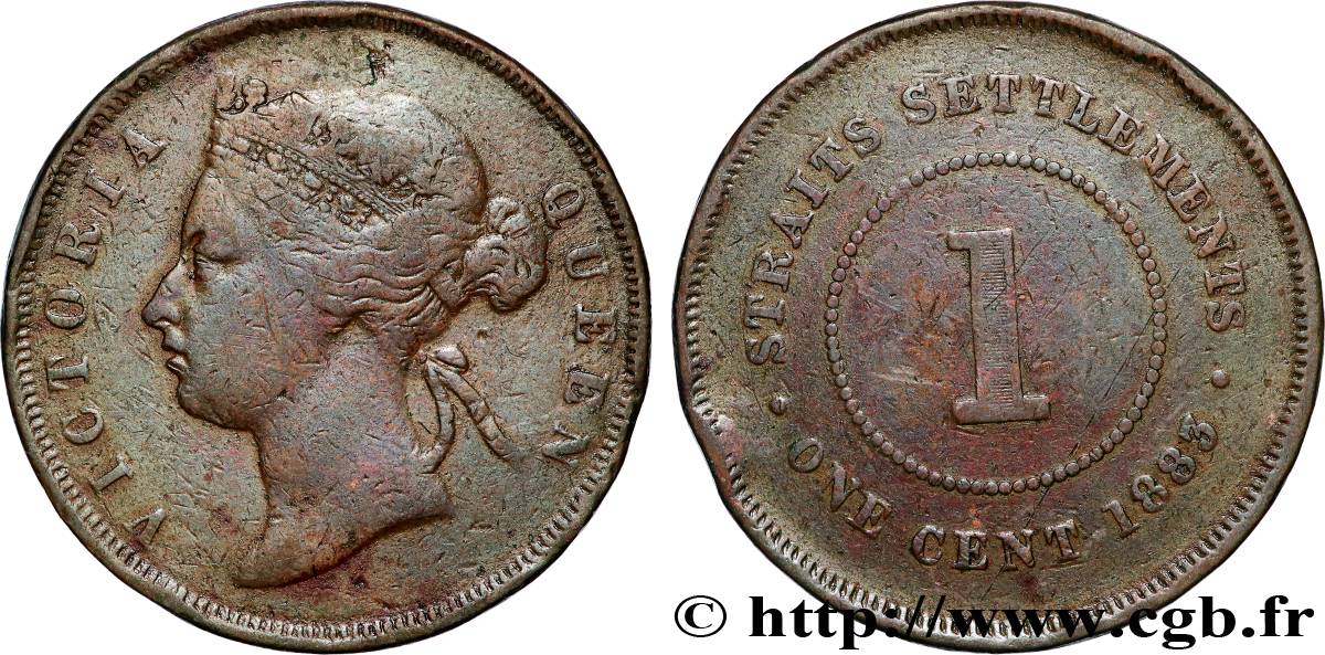 MALAYSIA - STRAITS SETTLEMENTS 1 Cent Straits Settlements Victoria 1883 VF