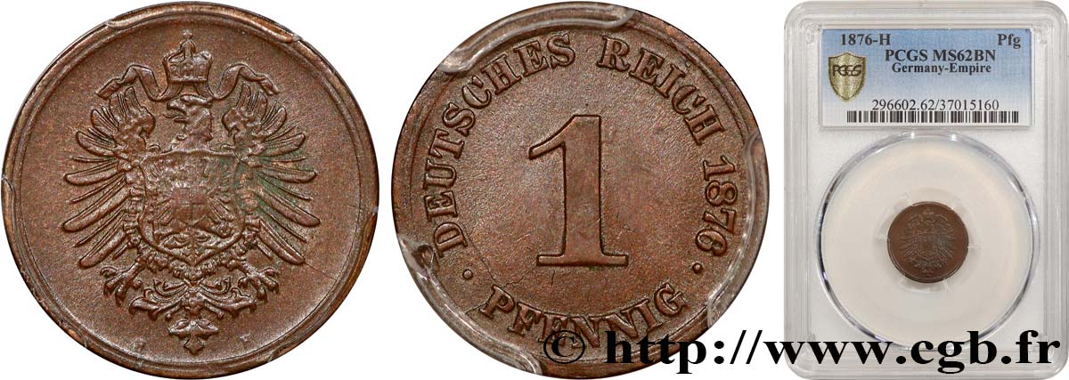 DEUTSCHLAND 1 Pfennig aigle héraldique 1876 Darmstadt VZ62