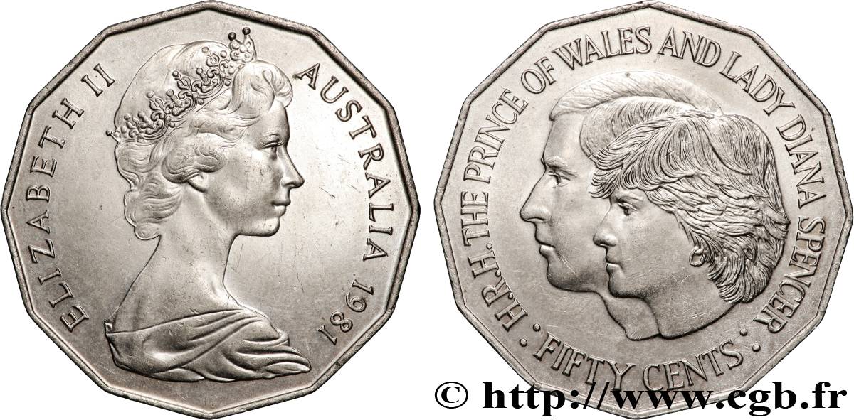 AUSTRALIA 50 Cents Mariage Royal 1981 AU