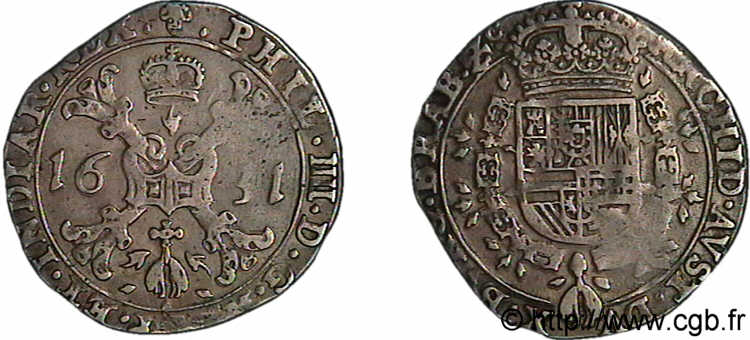 SPANISH NETHERLANDS - DUCHY OF BRABANT - PHILIP IV Quart de patagon 1631 Bruxelles XF