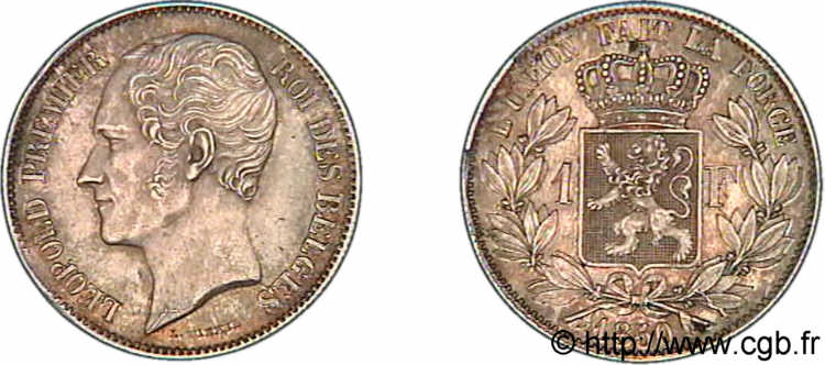 BELGIQUE - ROYAUME DE BELGIQUE - LÉOPOLD Ier 1 franc tête nue 1850 Bruxelles SUP 