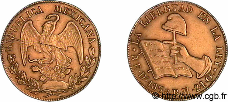 MEXICO - REPUBLIC 8 escudos en or 1836 D°, Durango XF 
