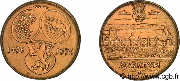 SUISSE Médaille Or 38, cinquième centenaire de la bataille de Morat 1976  fST 