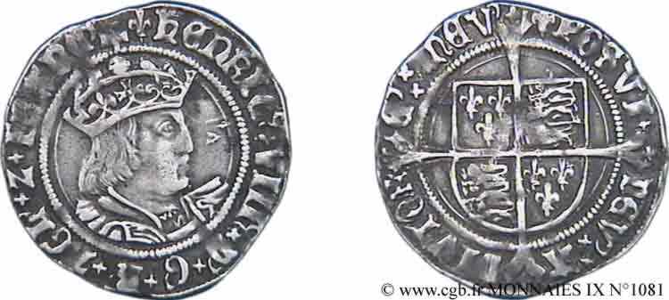ANGLETERRE - ROYAUME D ANGLETERRE - HENRY VIII Gros 1526-1544 Londres TTB