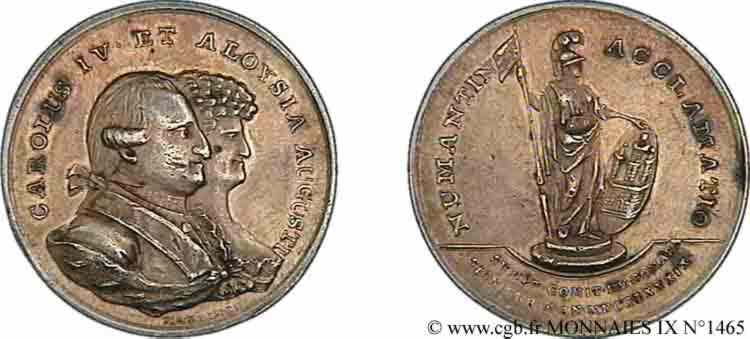 ESPAGNE - ROYAUME D ESPAGNE - CHARLES IV Médaille de proclamation de Soria 1789  TTB