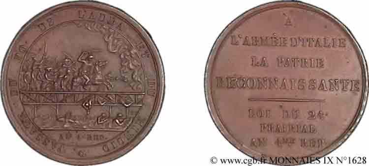 CAMPAGNE D ITALIE Médaille BR 43, Passage du Pô, de l Adda et du Mincio 1796 (Milan) SUP 