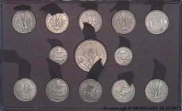 UNION FRANÇAISE - QUATRIÈME RÉPUBLIQUE Lot de 23 essais Union Française pour les colonies en bronze-nickel 1948 et 1949 Monnaie de Paris FDC 