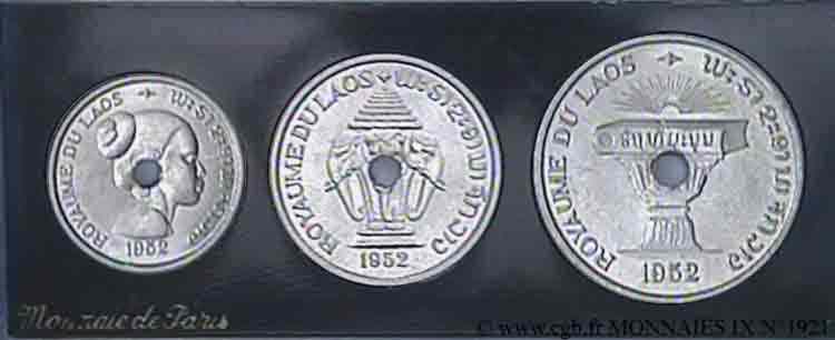 UNION - FRANÇAISE - LAOS Lot de 3 essais pour le Laos en aluminium 1952 Monnaie de Paris FDC 