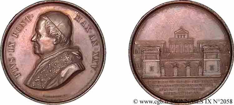 ITALIE - ÉTATS DU PAPE - PIE IX (Jean-Marie Mastai Ferretti) Médaille BR 43, Cimetière du Verano, médaille annuelle 1870 Rome SPL 