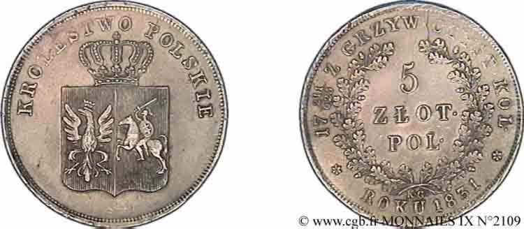 POLOGNE - INSURRECTION DE POLOGNE 5 zlotych 1831 Varsovie SUP 
