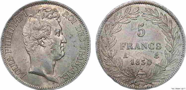 5 francs Louis-Philippe type Tiolier avec le I, tranche en relief 1830 Paris F.316/1 MS 