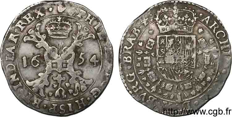 SPANISH NETHERLANDS - DUCHY OF BRABANT - PHILIP IV Demi-patagon 1654 Anvers XF