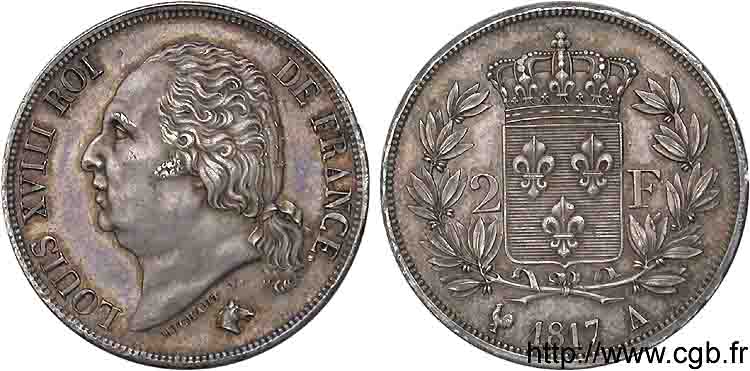 2 francs Louis XVIII 1817 Paris F.257/8 SUP 