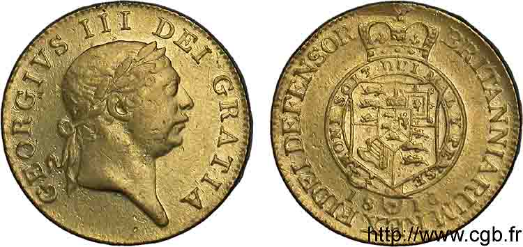 ANGLETERRE - GEORGES III Guinée, 6e buste ou “Military guinea” 1813 Londres TTB 