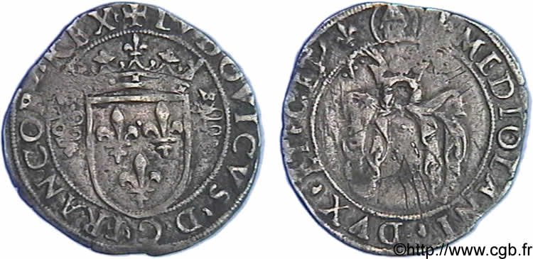 ITALY - DUCHY OF MILAN - LOUIS XII Bissone ou gros royal de 3 sous c. 1500-1512 Milan SS