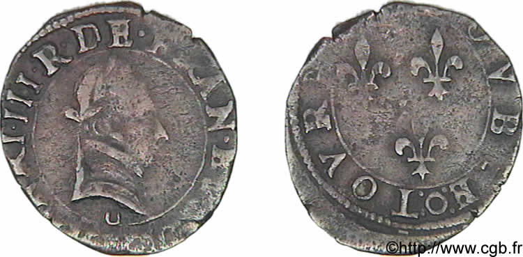 HENRI III Double tournois, type de Bourges n.d. Bourges TTB