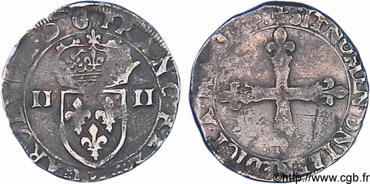 CHARLES X, CARDINAL OF BOURBON Quart d’écu, 2e type 1593 Lyon q.BB