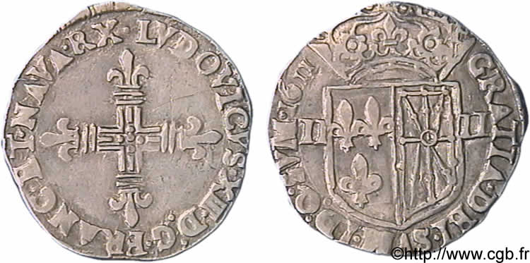 LOUIS XIII LE JUSTE Quart d écu de Navarre 1611 Saint-Palais TTB+