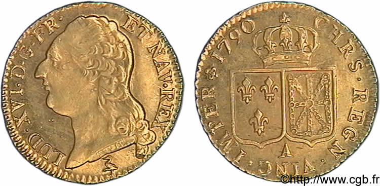 LOUIS XVI Louis d or aux écus accolés 1790 Paris AU