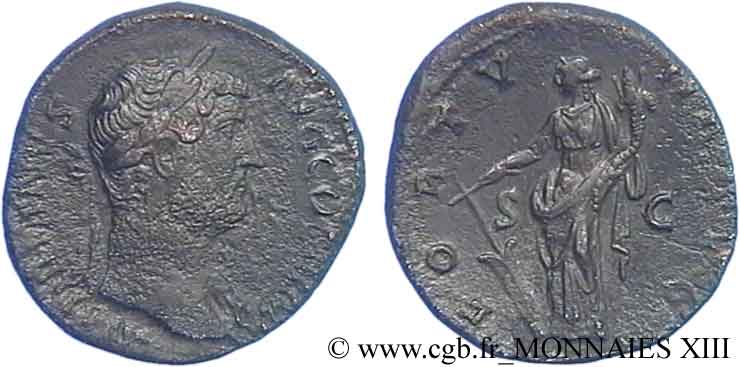 HADRIAN Moyen bronze, dupondius ou as, (MB, Æ 26) XF