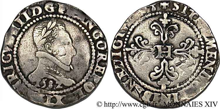 HENRI III Franc au col plat 1582 Bayonne TB