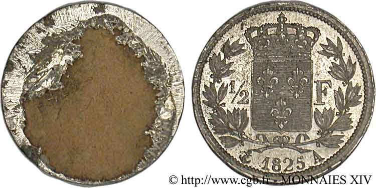 Épreuve uniface de revers de 1/2 franc, par Michaut (?) 1825  VG.-  AU 
