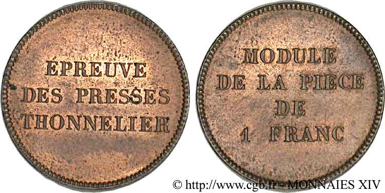 Module de 1 franc de Thonnelier n.d.  VG.2793  SPL 