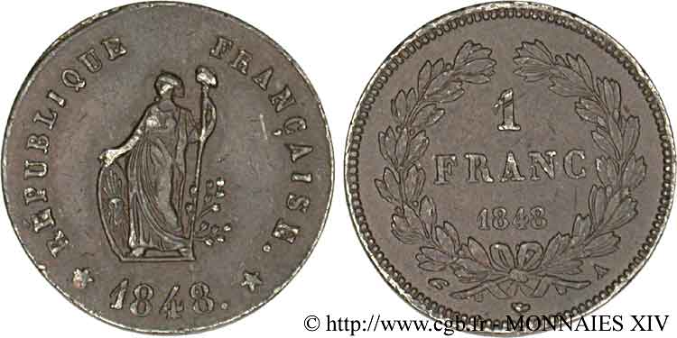 Essai de 1 franc à la Liberté 1848 Paris VG.-  AU 