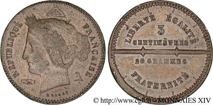 Concours du décime, essai de Rogat, premier concours 1848 Paris VG.3204  TTB