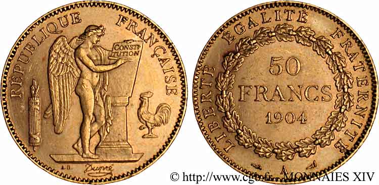 50 francs génie, Troisième république 1904 Paris F.549/6 AU 