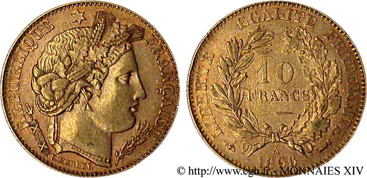10 francs Cérès, Troisième république 1896 Paris F.508/4 SPL 
