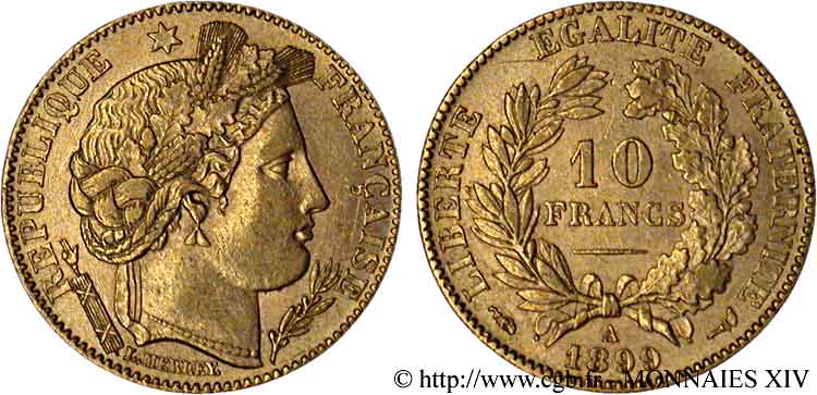 10 francs Cérès, Troisième république 1899 Paris F.508/5 AU 