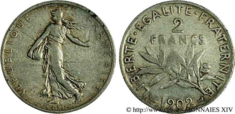 2 francs Semeuse 1902 Paris F.266/7 BC 