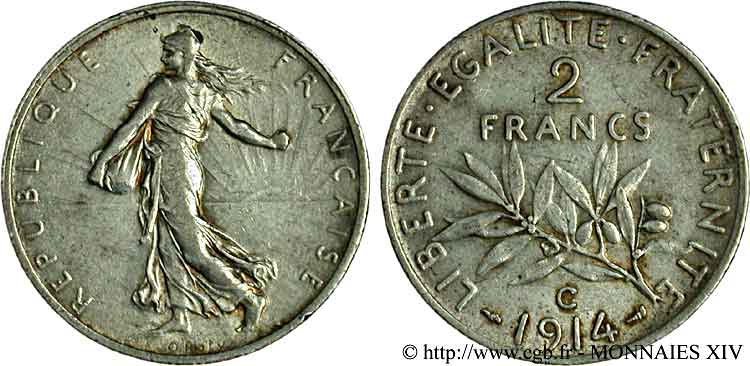 2 francs Semeuse 1914 Castelsarrasin F.266/16 MBC 