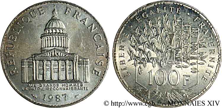100 francs Panthéon 1987 F.451/7 SUP