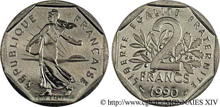 2 francs Semeuse, nickel 1990 Pessac F.272/14 FDC