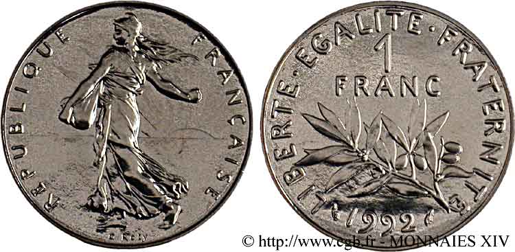 1 franc Semeuse, nickel, BU (Brillant Universel), frappe médaille 1992 Pessac F.226/39 MS 