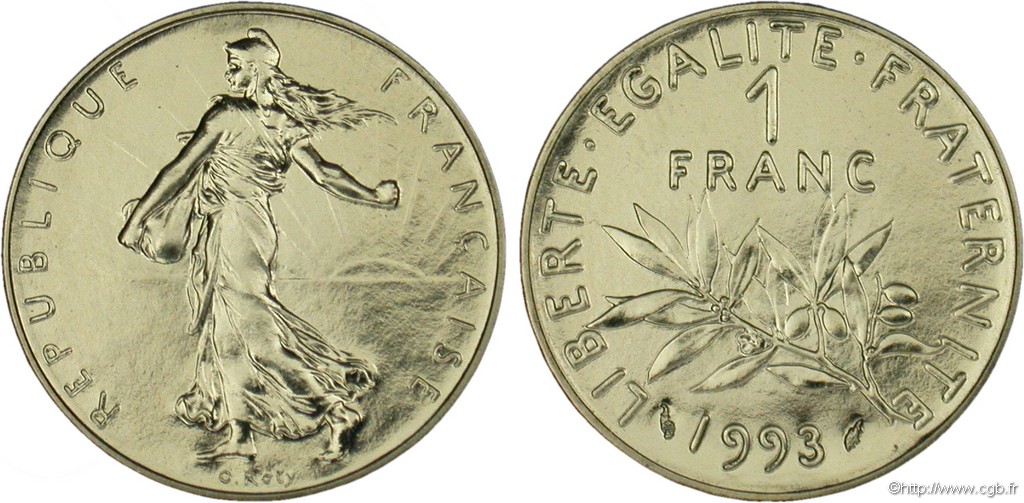 1 franc Semeuse, nickel, BU (Brillant Universel), frappe médaille 1993 Pessac F.226/41 ST