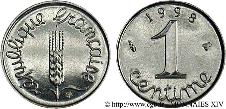1 centime Épi, BU (Brillant Universel) 1998 Pessac F.106/58 FDC