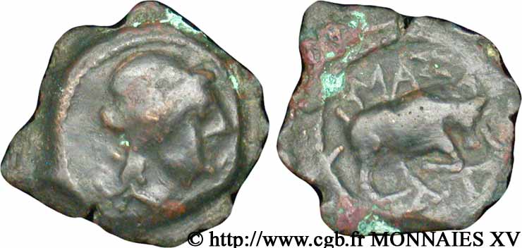 MASSALIA - MARSEILLE Bronze au taureau (hémiobole ?), (PB, Æ 18) TB+