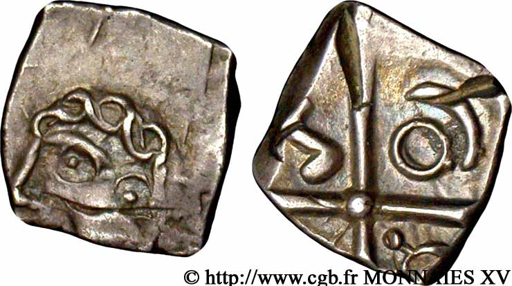 GALLIEN - SÜDWESTGALLIEN - SOTIATES (Region die Sos) Drachme à la tête bouclée du Causé , tête romanisée, flan quadrangulaire fVZ