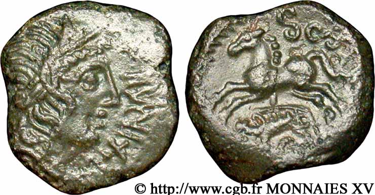 GALLIA - AULERCI EBUROVICES (Regione d Evreux) Bronze IBRVIXS au cheval et au sanglier AU