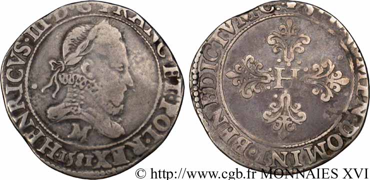 HENRY III Franc au col fraisé 1581 Toulouse BB