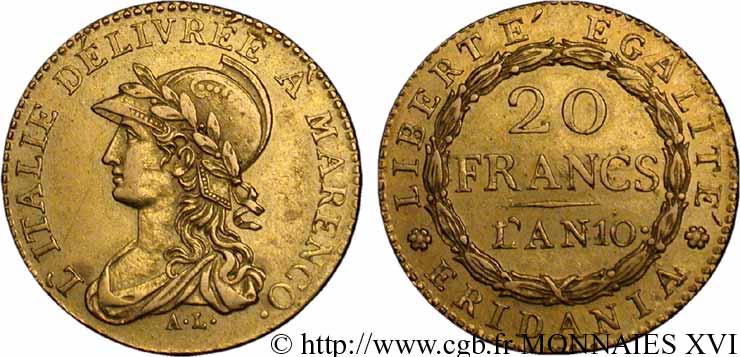 20 francs Marengo 1802 Turin VG.845  TTB 