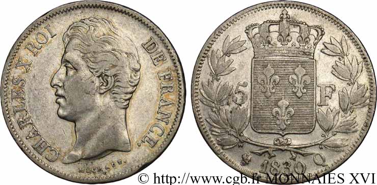 5 francs Charles X, 2e type 1830 Perpignan F.311/50 TB