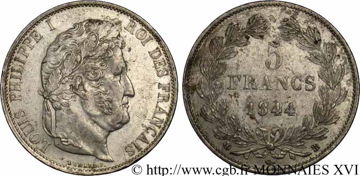 5 francs, IIIe type Domard 1844 Strasbourg F.325/3 BB 