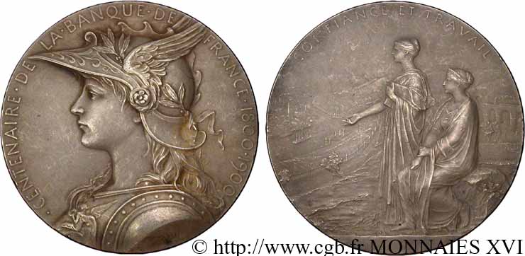 BANQUE DE FRANCE Médaille AR 68, centenaire de la Banque de France SUP