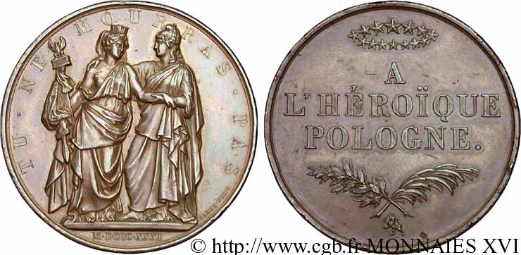 POLOGNE - INSURRECTION DE POLOGNE Médaille en bronze BR.51 1831 (chiffres romains) Paris, Monnaie de Paris SUP 